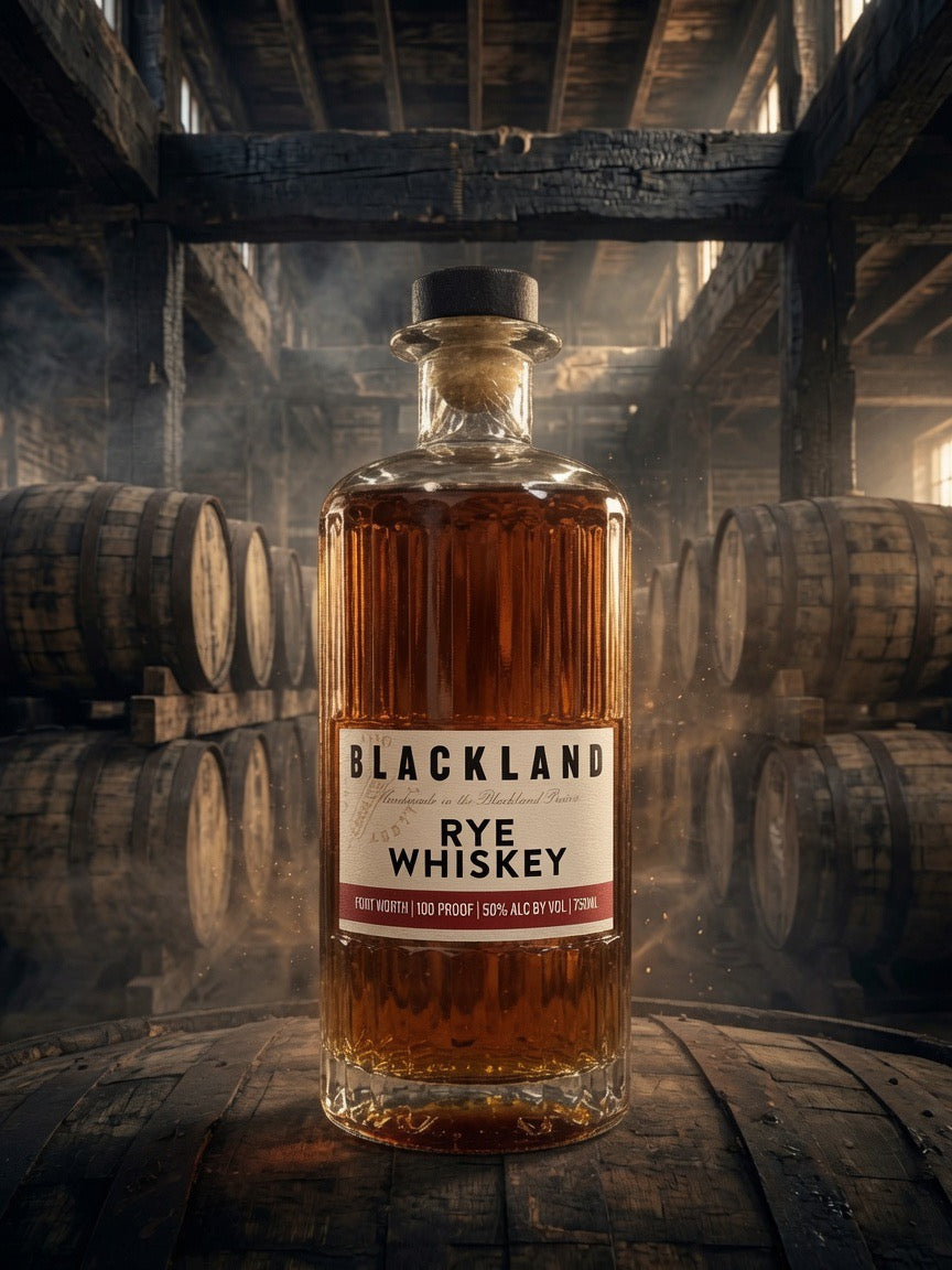 picture of Blackland 100 proof rye whiskey