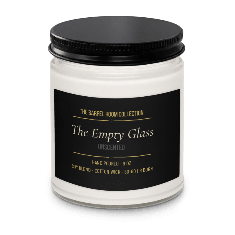 Unscented Soy Candle | The Empty Glass | 9 oz Hand Poured | The Barrel Room Collection