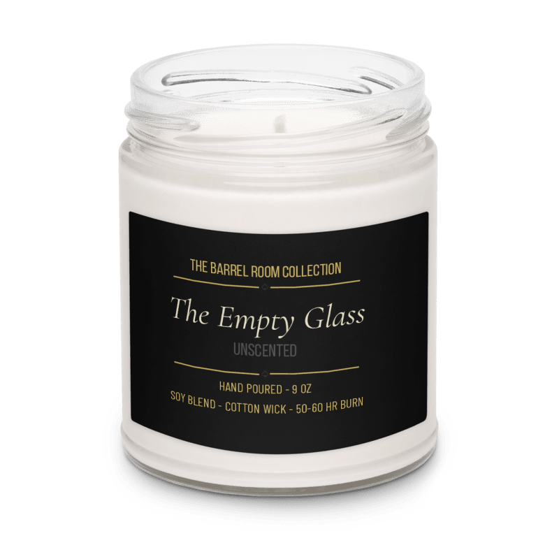 Unscented Soy Candle | The Empty Glass | 9 oz Hand Poured | The Barrel Room Collection