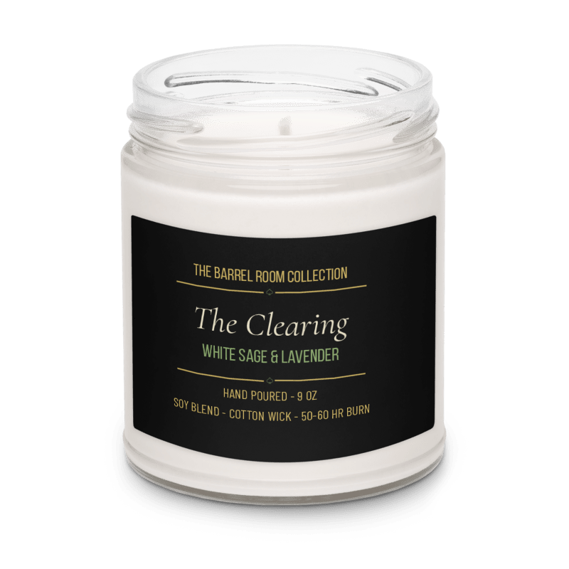 White Sage & Lavender Candle | The Clearing | 9 oz Hand Poured Soy | The Barrel Room Collection