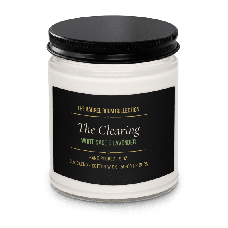 White Sage & Lavender Candle | The Clearing | 9 oz Hand Poured Soy | The Barrel Room Collection